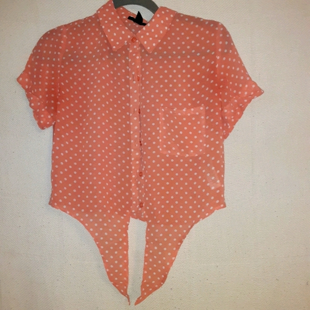 Forever21 Cropped Button Up Collar Shirt; S